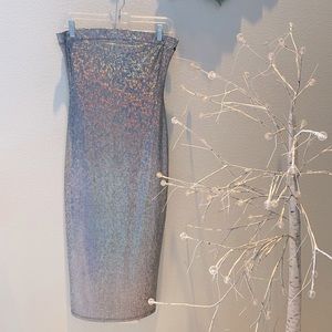 🪩✨SILVER SHIMMER STRETCH MIDI PartyDRESS🪩✨Large
